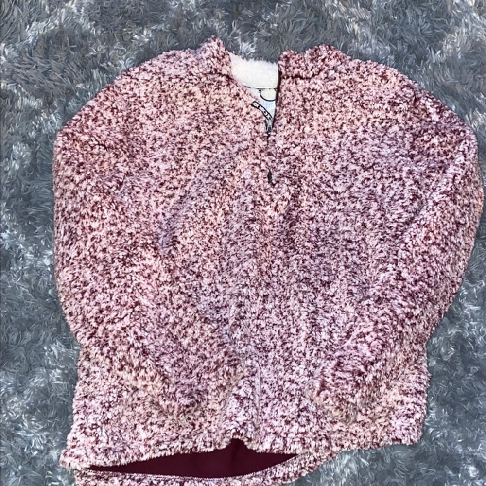 Plus size burgundy Sherpa